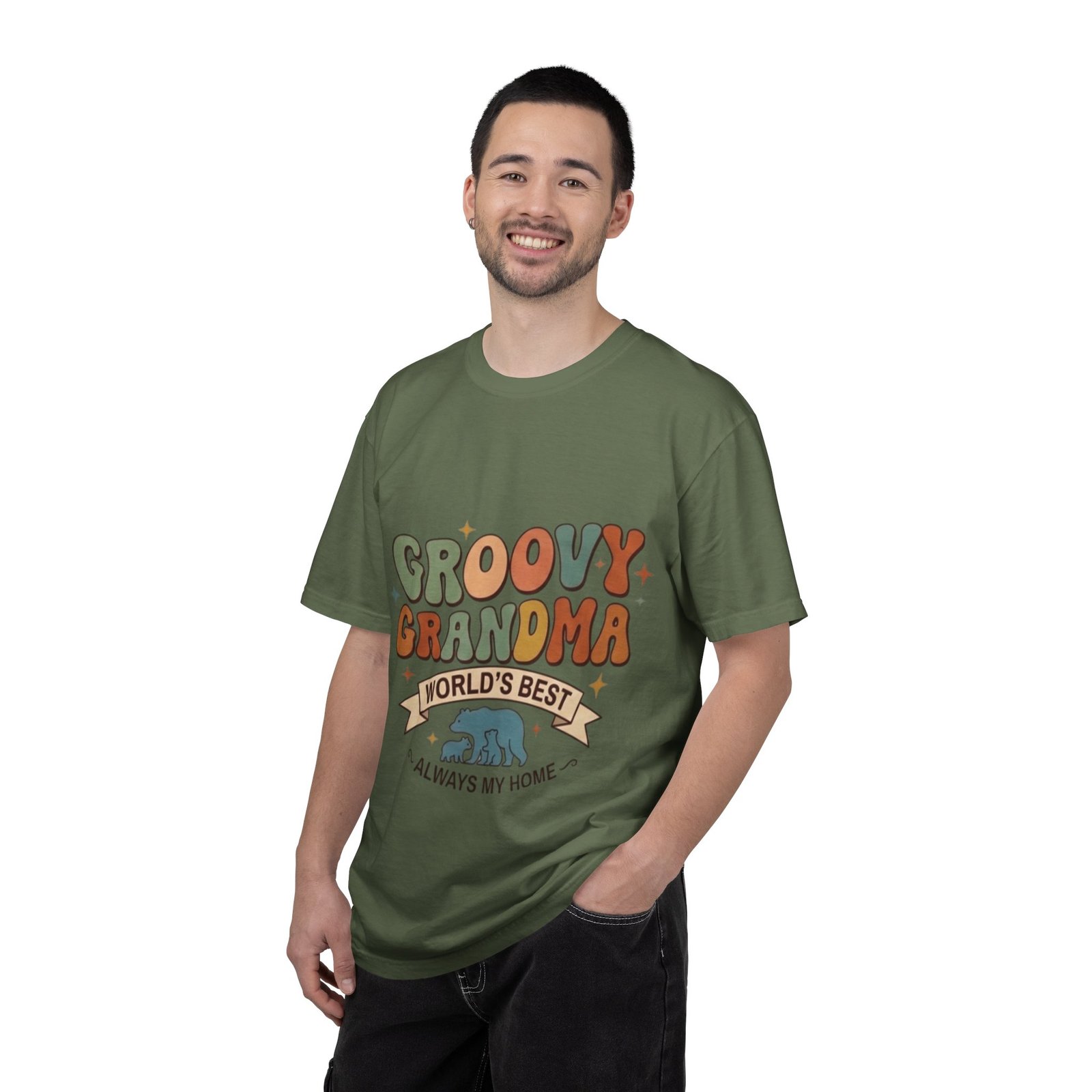 Groovy Grandma graphic T-shirt | Retro hippie typography, bear illustration - Image 12