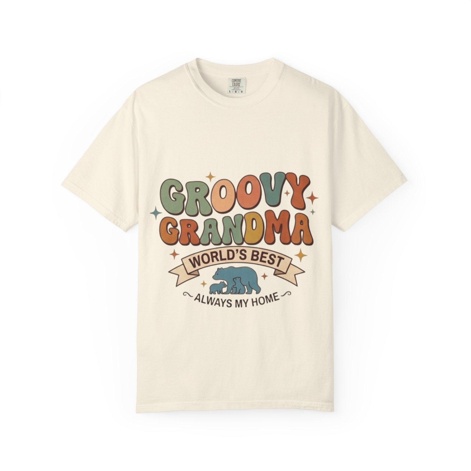 Groovy Grandma graphic T-shirt | Retro hippie typography, bear illustration - Image 5
