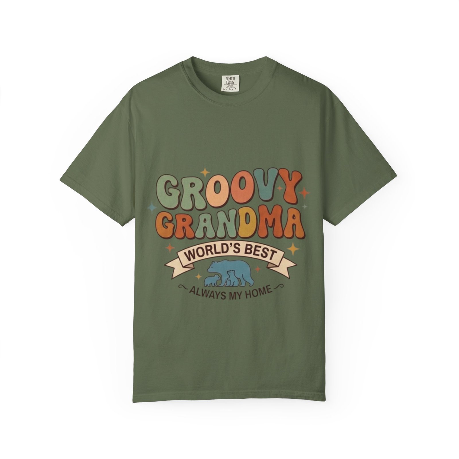 Groovy Grandma graphic T-shirt | Retro hippie typography, bear illustration - Image 9