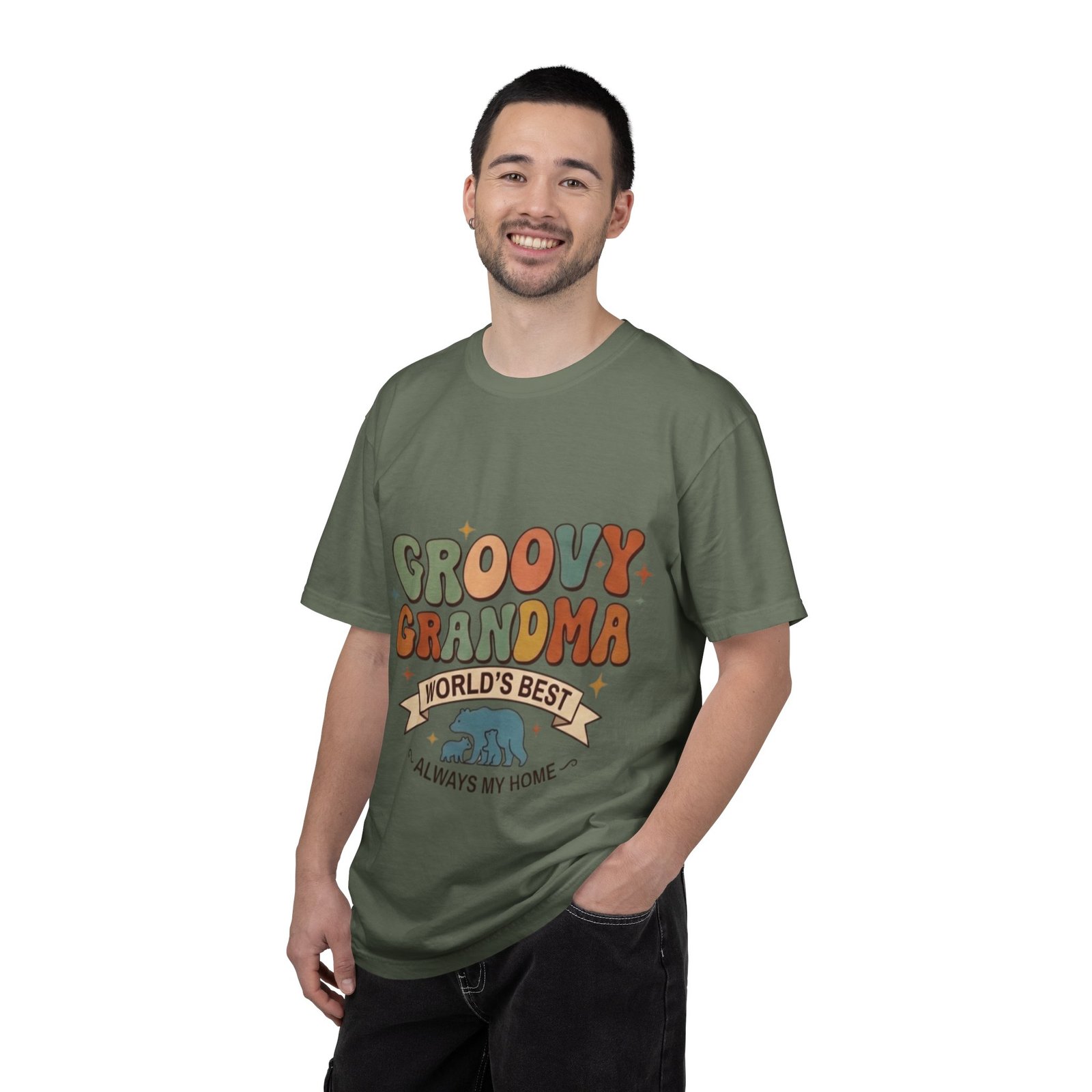 Groovy Grandma graphic T-shirt | Retro hippie typography, bear illustration - Image 16